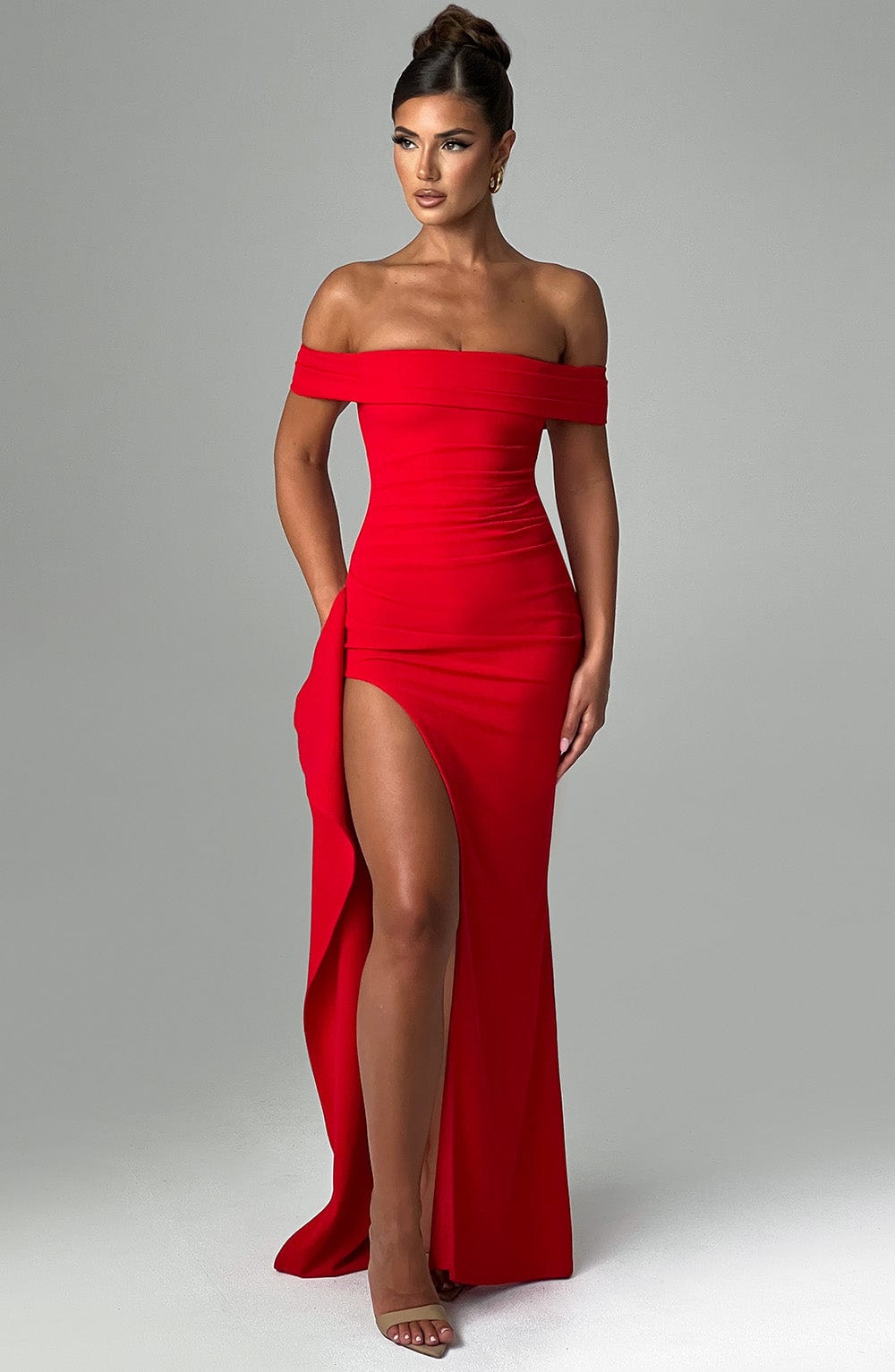 Amelia - Off-Shoulder Satin Dress