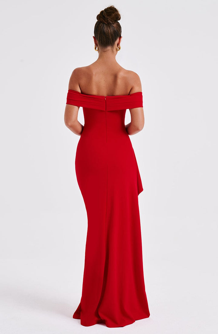 Amelia - Off-Shoulder Satin Dress