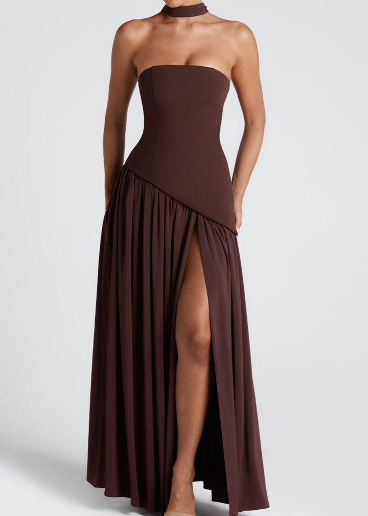 Sophia - Strapless High-Slit Dress