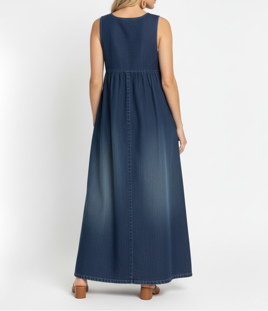 Karen | Long Vintage-Wash Dress, Soft Feel