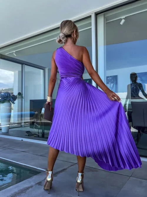 Charlotte - One-Shoulder Pleated Dress